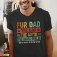 Fur Dad Man Myth Snack Dealer Paw Cat Dog Father's Day Men's V-Neck T-Shirt