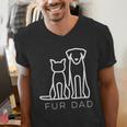 Fur Dad Pet Lover Cat Dog Dad Husband Fathers Day Wife Men's V-Neck T-Shirt