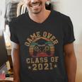 Game Over Class Of 2021 Senior 21 Graduation Video Gamer Men's V-Neck T-Shirt