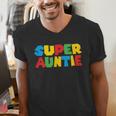 Gamer Aunt Super Auntie Gaming Matching Dad & Mom Kids Men's V-Neck T-Shirt