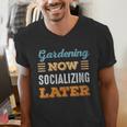 Gardening Now Minimal Socializing Introvert Vintage Men's V-Neck T-Shirt