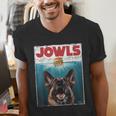 German Shepherd Jowls Hamburger GSG Dog Mom Dog Dad Men's V-Neck T-Shirt
