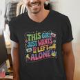 This Girl Just Wants To Be Left Alone Retro Nostalgia Men's V-Neck T-Shirt This Girl Just Wants To Be Left Alone Retro Nostalgia Men's V-Neck T-Shirt