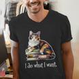 Girls Books I Do What I Want Calico Cat Lover Men's V-Neck T-Shirt
