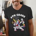 Girls Dabbing Unicorn 6th Sixth Grade Nailed It Graduation Men's V-Neck T-Shirt
