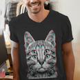 Glitch Weird Cat Kitten Optical Illusion Cat Mom Dad Men's V-Neck T-Shirt
