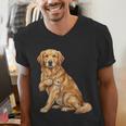 Golden Retriever I Love Dad Dog Dad Father's Day Men's V-Neck T-Shirt Golden Retriever I Love Dad Dog Dad Father's Day Men's V-Neck T-Shirt