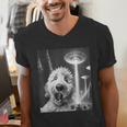 Goldendoodle Alien UFO Taking a Selfie Dog Mom Dad Men's V-Neck T-Shirt