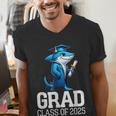 Grad Class Of 2025 Boys Shark Graduation Graduated Men's V-Neck T-Shirt