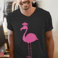 Graduate Cute Pink Flamingo Graduation Men's V-Neck T-Shirt