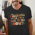 I Graduated Can I Go Back To Bed Now Graduation Groovy Men's V-Neck T-Shirt