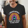 I Graduated Can I Go Back To Bed Now Graduation Hat Rainbow Men's V-Neck T-Shirt