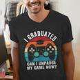 I Graduated Can I Unpause My Game Now Retro Graduation Men's V-Neck T-Shirt