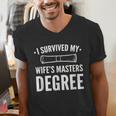 Graduation Day Husband I Survived My Wifes Masters Degree Men's V-Neck T-Shirt