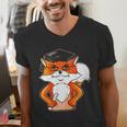 Graduation Fox School Bachelor Master Doctor Study Men's V-Neck T-Shirt