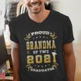 Graduation Proud Grandma Of Two 2021 Graduates High School Men's V-Neck T-Shirt