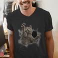 Grey Cat Torn Cloth Cat Dad Cat Mom Cat Lover Men's V-Neck T-Shirt Grey Cat Torn Cloth Cat Dad Cat Mom Cat Lover Men's V-Neck T-Shirt