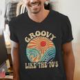 Groovy Like The 70s Aesthetic Nostalgia 1970's Retro Men's V-Neck T-Shirt