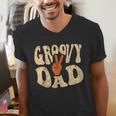 Groovy Dad 70s Aesthetic Nostalgia 1970's Retro Dad Men's V-Neck T-Shirt