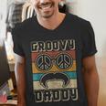 Groovy Daddy 60s Outfit 70s Themed Party Costume Dad Hippie Men's V-Neck T-Shirt