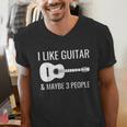 I Like Guitar & Maybe 3 People Music Introvert Guitar Men's V-Neck T-Shirt
