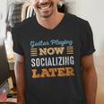 Guitar Playing Now Minimal Socializing Introvert Vintage Men's V-Neck T-Shirt Guitar Playing Now Minimal Socializing Introvert Vintage Men's V-Neck T-Shirt