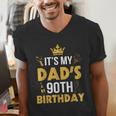 Happy Father Daddy 90 Years Old It's My Dad's 90th Birthday Men's V-Neck T-Shirt Happy Father Daddy 90 Years Old It's My Dad's 90th Birthday Men's V-Neck T-Shirt