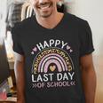 HAPPY LAST OF DAY SCHOOL Rainbow Teacher Student Graduation Men Women Girls Kids Men's V-Neck T-Shirt
