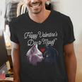Happy Valentines Day Self Introvert Humor Antisocial Men's V-Neck T-Shirt