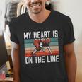 My Heart Is On The Line Football Mom Dad Offensive Lineman Men's V-Neck T-Shirt
