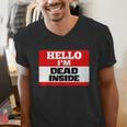Hello I'm Dead Inside Name Tag Introvert Sarcastic Men's V-Neck T-Shirt
