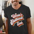 Humor Sarcastic Father's Day Adult Jokes World's Sluttiest Dad Small Men's V-Neck T-Shirt