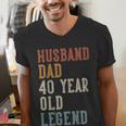Husband Dad 40 Year Old Legend 40th Birthday Men's V-Neck T-Shirt Husband Dad 40 Year Old Legend 40th Birthday Men's V-Neck T-Shirt