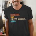 Husband Dad Firepit Master Hero Men's V-Neck T-Shirt Husband Dad Firepit Master Hero Men's V-Neck T-Shirt