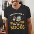 Iced Coffee And Spicy Books Iced Coffee Lover Cold Brew Men's V-Neck T-Shirt