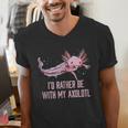 Id Rather Be With My Axolotl Salamander Introvert Men's V-Neck T-Shirt Id Rather Be With My Axolotl Salamander Introvert Men's V-Neck T-Shirt