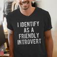 I Identify As Friendly Introvert Humor Joke Sarcastic Men's V-Neck T-Shirt