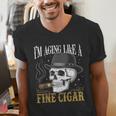 I'm Aging Like a Fine Cigar Skull Dad Retro Adult Men's V-Neck T-Shirt