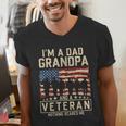 I'm A Dad Grandpa And Veteran Patriotic US Flag Veterans Day Men's V-Neck T-Shirt
