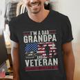 I'm A Dad Grandpa And Veteran Retro Papa Grandpa Men's V-Neck T-Shirt