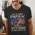I'm A Dad Papaw And Veteran Retro Dad Papa Grandpa Men's V-Neck T-Shirt