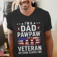 I'm A Dad Pawpaw And A Veteran Shirt Men Grandpa Fathers Day Men's V-Neck T-Shirt