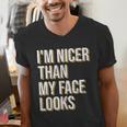 I'm Nicer Than My Face Looks Introverted Introverts Men's V-Neck T-Shirt
