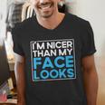 I'm Nicer Than My Face Looks Shy People Introverts Men's V-Neck T-Shirt