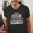 I'm Not Angry I'm Just Smiling In Scottish Dad Fun Scotland Men's V-Neck T-Shirt