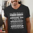 I'm A Stubborn Daughter But My Freaking Awesome Dad Men's V-Neck T-Shirt