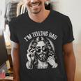 I'm Telling Dad Saying Religious Christian Jesus Meme Men's V-Neck T-Shirt