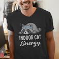 Indoor Cat Energy Raccoon Introvert Anti Social Mascot Men's V-Neck T-Shirt