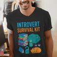 Introvert Book Lover Introvert Survival Kit Men's V-Neck T-Shirt