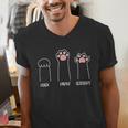 Introvert Cat Animal Rescue Pet Lover Apparel Rock Paper Scissors Hand Game Cute Paw Cat Men's V-Neck T-Shirt